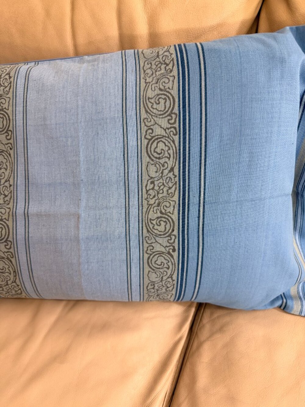 Nepalese Handwoven Blues Pillowcase Cover 18" x 29" - Picture 2 of 5